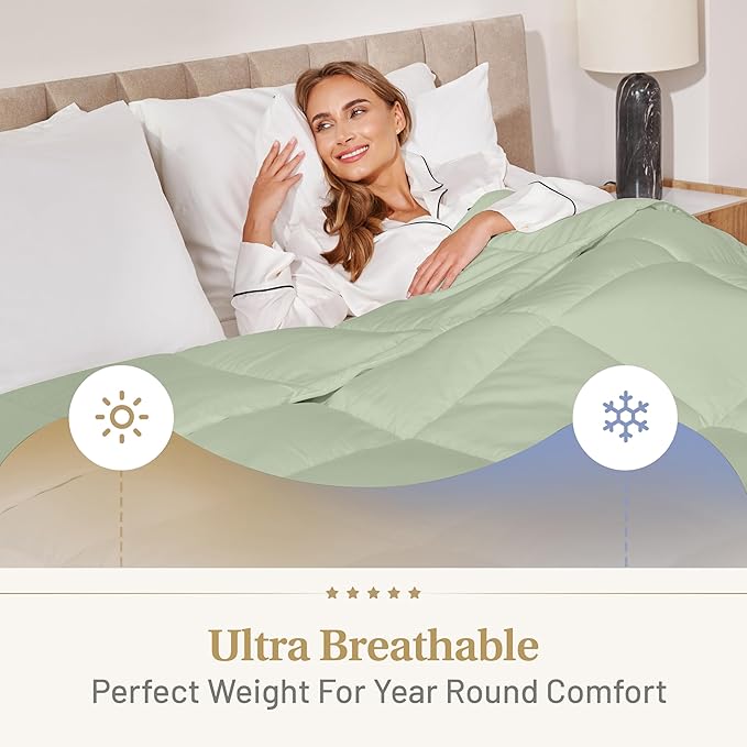 The Ultimate Luxury Fluffy Down Alternative Comforter Plush Premium Duvet Insert Thick Comforter All Season Breathable Hotel Collection Puffy Comforter (Queen Sage Green) …