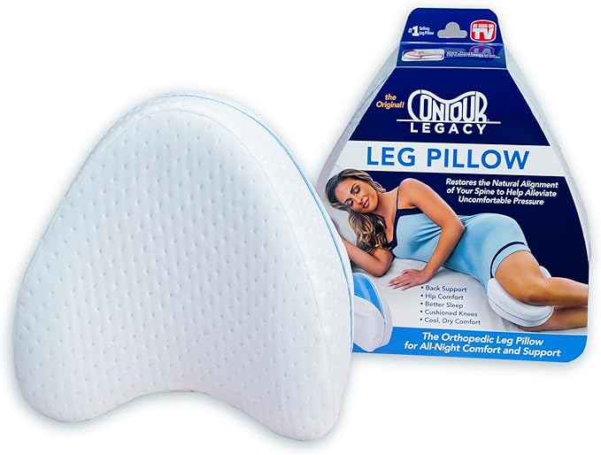 Contour Legacy Leg & Knee Foam Support Pillow for Side Sleepers Soothing Relief for Back, HIPS, Knees, Joints, Nerves & Muscles (2 Pack, Ventilated Memory Foam)