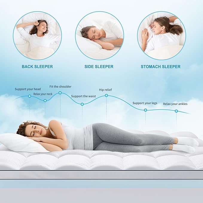 MASVIS Twin Size Dual Layer 4 Inch Memory Foam Mattress Topper, 2 Inch Gel Memory Foam and 2 Inch Cooling Pillow Top Mattress Pad Cover for Back Pain, Medium Support