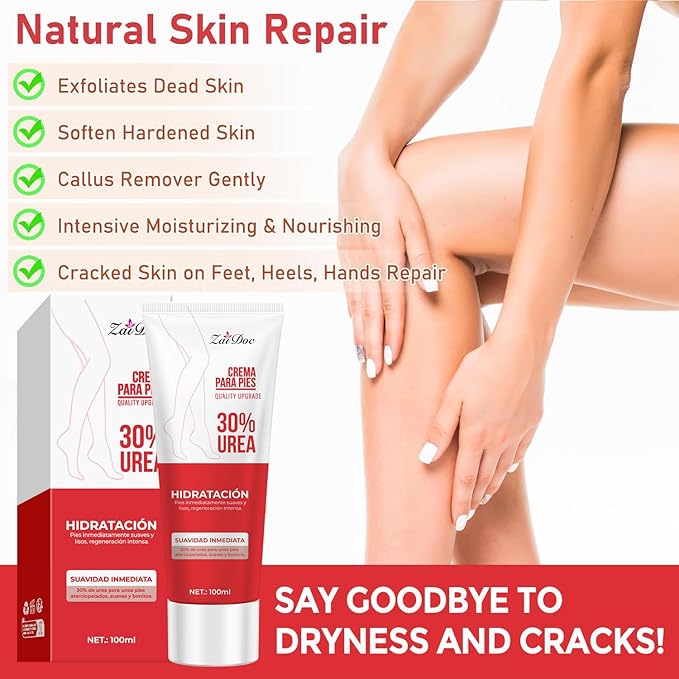 2 Pack Urea Cream 30 Percent for Feet 3.38 oz, Foot Cream and Hand Cream Maximum Strength with Hyaluronic Acid, Aloe Vera for Deep Moisturizes, Callus Remover