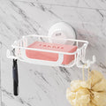 TAILI Soap Bar Holder Dish with Hooks, Shower Soap Tray Saver Suction Cup with Razor Holder for Wall, Rustproof Stainless Steel Bath Shampoo Caddy for Bathroom Accessories Organizer,Sink,White