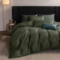 MooMee Duvet Cover Set 100% Extra Long Staple Cotton 600 Thread Count Silky Sateen Smooth Luxury Soft Breathable Durable Hotel Quality Bedding, 3 Pieces (Olive Green, Queen 90"x90")