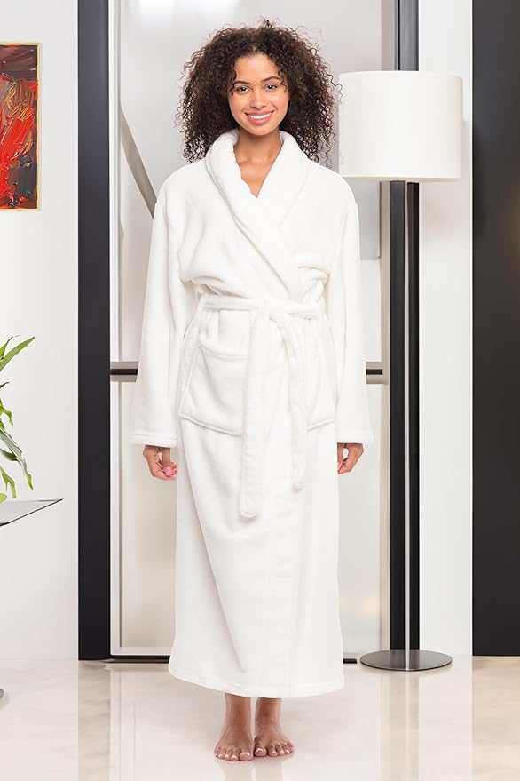 Alexander Del Rossa Plush Robe for Women, Long Fleece Winter Bath Robe, Plus Size