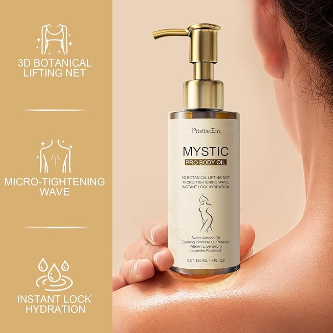 Mystic Body Firming Oil Deep Lasting Hydration and Firming Skin for Full Body Skin Tightening Body Oil After Shower 4.23 fl oz (Fragance free)