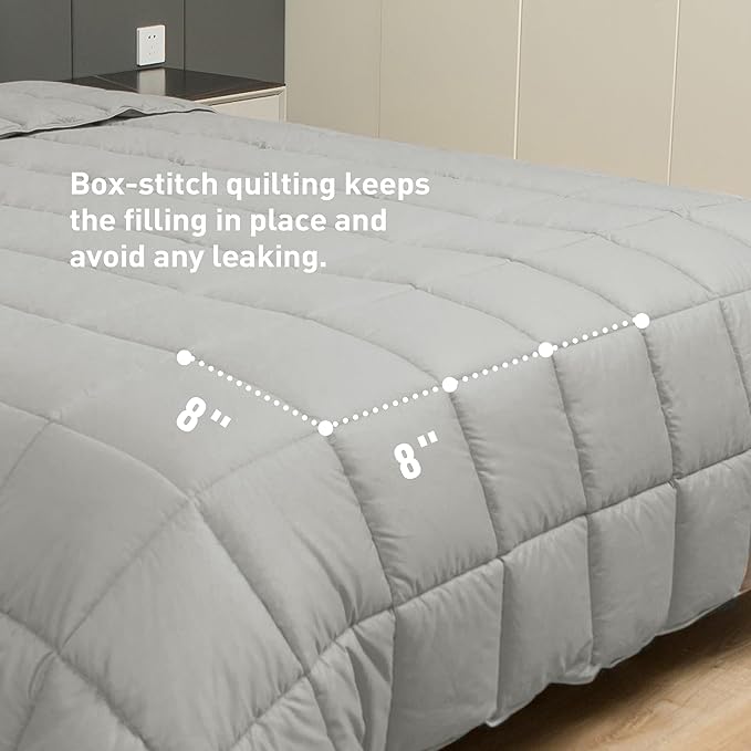 sunflower Down Alternative King Size Silver Gray Lightweight 100% Cotton Shell Bedding King Comforter Blanket for Hot Sleepers 88"x104" with Corner Tabs Soft Breathable Machine Washable