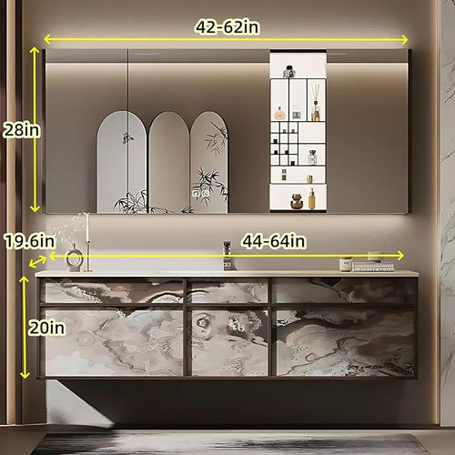 56in Bathroom Vanities Set - Bathroom Vanity with Sink, Tall Storage, Smart Defogging Mirror, Integrated Sink & 2 Large Drawer | Floating Cabinet