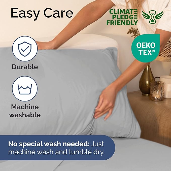 Twin Size 3 Piece Sheet Set - Extra Soft, Breathable & Cooling Sheets - Hotel Luxury Durable Bed Sheets for Women & Men - Deep Pockets, Easy-Fit & Wrinkle-Free Sheets - Soft Grey Oeko-Tex Bed Sheets