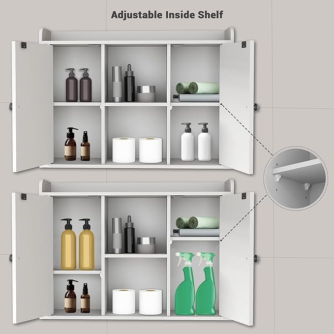 Over The Toilet Storage Cabinet: Farmhouse Storage Cabinet Over Toilet with 2 Barn Door & Toilet Paper Holder Stand, Home Space-Saving Toilet Rack, for Bathroom, Restroom, Laundry