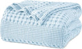 PHF 100% Cotton Waffle Weave Blanket Twin Size for Bed, Soft Lightweight & Breathable, All-Season Comfort, Luxury Aesthetic Woven Bedding for Home Decor, 66"x90", Baby Blue