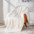Topblan Sherpa Weighted Blanket for Adluts, Soft Cozy Jacquard Fleece Weighted Blankets Queen Size 20lbs, Thick Heavy Blanket for Sleeping, 60 x 80 inches, Cream White