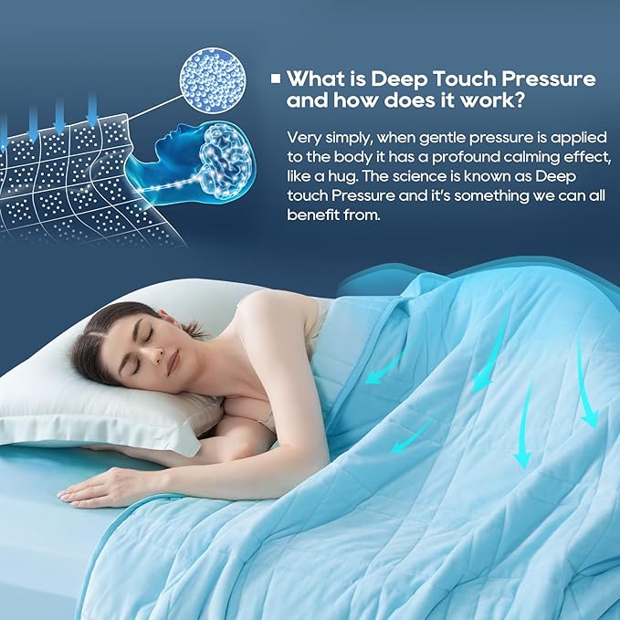 OMYSTYLE King Weighted Blanket, 30LBS - Dual-Sided Cooling Tencel & Warm Soft Plush, All Season Use, 88''x104'' - Includes Carry Bag, Lake Blue