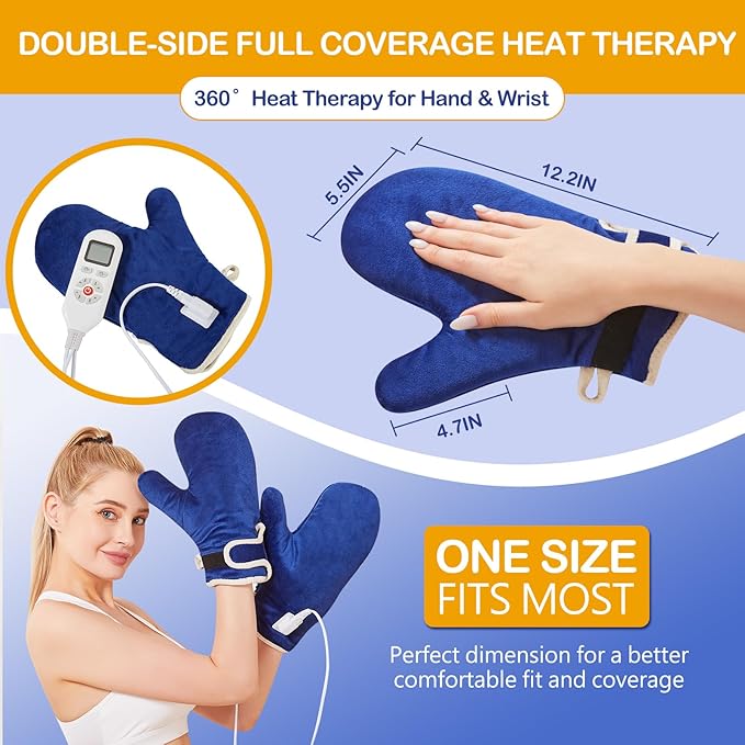 Heated Gloves for Hand Pain Relief, 2 Pack Electric Wrist/Fingers/Whole Hand Heating Pad, 86-158℉ & Auto Shut Off Heated Mittens, Ideal for Arthritis Pain Relief & Carpal Tunnel Relief