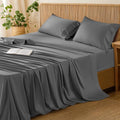 LBRO2M 100% Cotton Sheets Set King Size 600 Thread Count Sheet 4 Piece Sets Bed Sheet Deep Pocket Up to 16" Soft Comfortable All Season (King, Dark Gray)