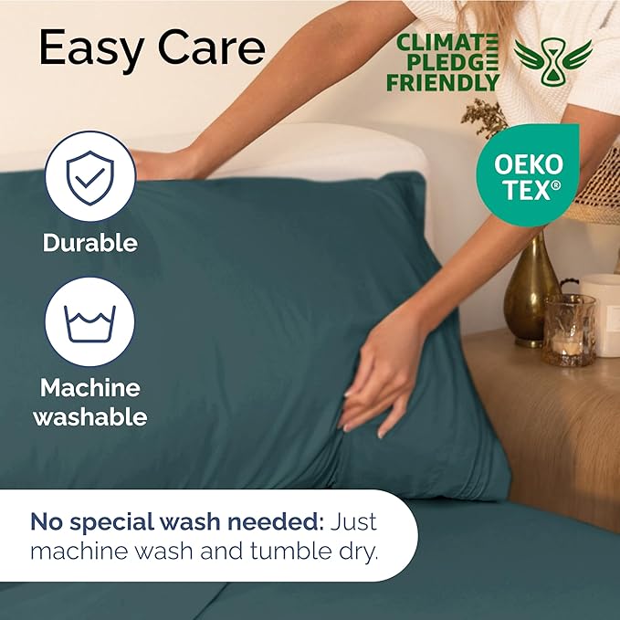 Twin XL Size 3-Piece Sheet Set - Extra Soft, Breathable & Cooling - Hotel Luxury Durable Bed Sheets - Deep Pockets, Easy-Fit & Wrinkle-Free - Deep Teal Oeko-Tex