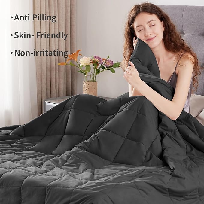 Weighted Blanket Queen Size (60"x80" 20lbs),Ultra Soft and Cozy Cooling Weighted Blanket Queen Size for Adult,Heavy Blanket with Machine Washable Soft Blanket, Black