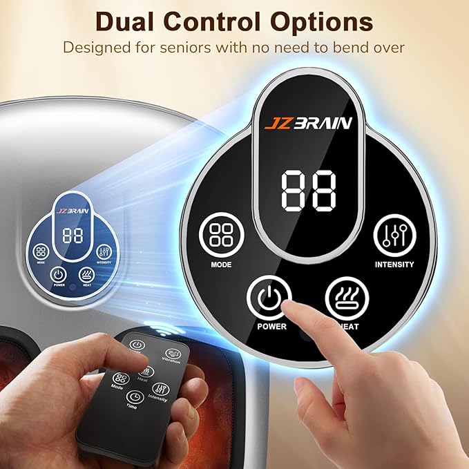 Shiatsu Foot Massager Machine with Heat : Deep Kneading Foot Massager with Vibration & Compression for Plantar Fasciitis & Neuropathy - for Women & Men,Relax for Home Office Use (Silver)