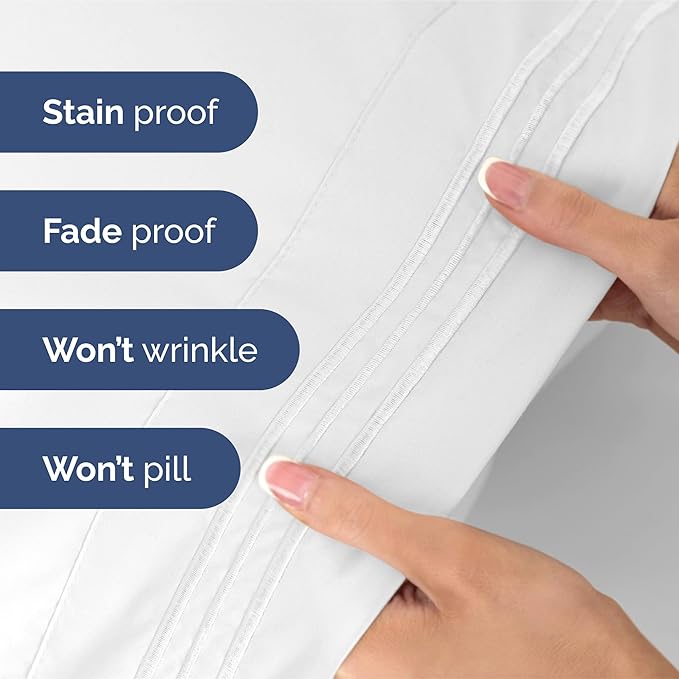 King Size 4 Piece Sheet Set - Extra Soft, Breathable And Cooling Sheets - Hotel Luxury Durable Bed Sheets for Women & Men - Deep Pockets, Easy-Fit & Wrinkle-Free - Bright White Oeko-Tex