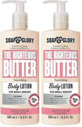 Soap & Glory Original Pink The Righteous Butter Moisturizing Body Lotion Pump - Shea Butter, Vitamin E & Aloe Vera Vegan Body Moisturizer - Rose & Bergamot Scented Lotion (500ml) (Pack of 2)