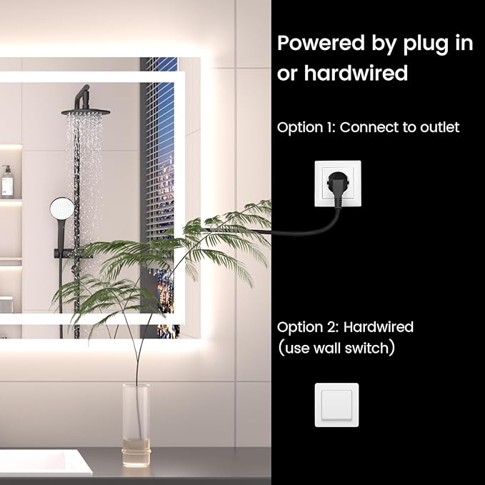 36X36 LED Bathroom Mirror with Lights, Anti-Fog, Backlit + Front Lit (CRI>90), Lighted Bathroom Vanity Mirror for Wall, Memory Function, Dimmable, Tempered Glass, Shatter-Proof, ETL
