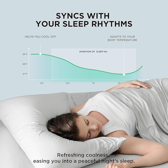 Bedsure Cooling Pillow Cases, Zipper Pillow Cases Standard Size Set of 2, Cool Pillowcases for Hot Sleepers and Night Sweats, Silky Soft & Breathable Cold Pillow Covers, Gift, Grey, 20x26 Inches