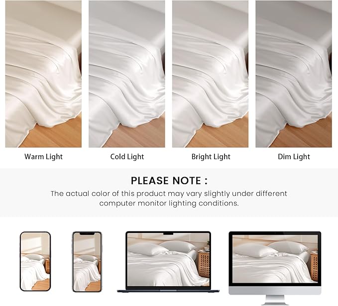 THXSILK 100% Pure Mulberry Silk Duvet Cover Set 3 Piece, 6A+ Grade Luxury Soft Bedding Silk Sheets for Hair and Skin, 1 Pcs Duvet/Quilt/Comforter Cover with 2 Zippered Pillowcases (Cream White, Queen)
