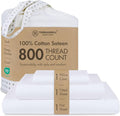 Threadmill Luxury 800 Thread Count Twin 100% Cotton Sheets - Hotel White Sateen Weave Bed-Sheets, Better Than Egyptian Cotton,3 Pc Solid Soft Bedding Set, Fits 15" Deep Pocket