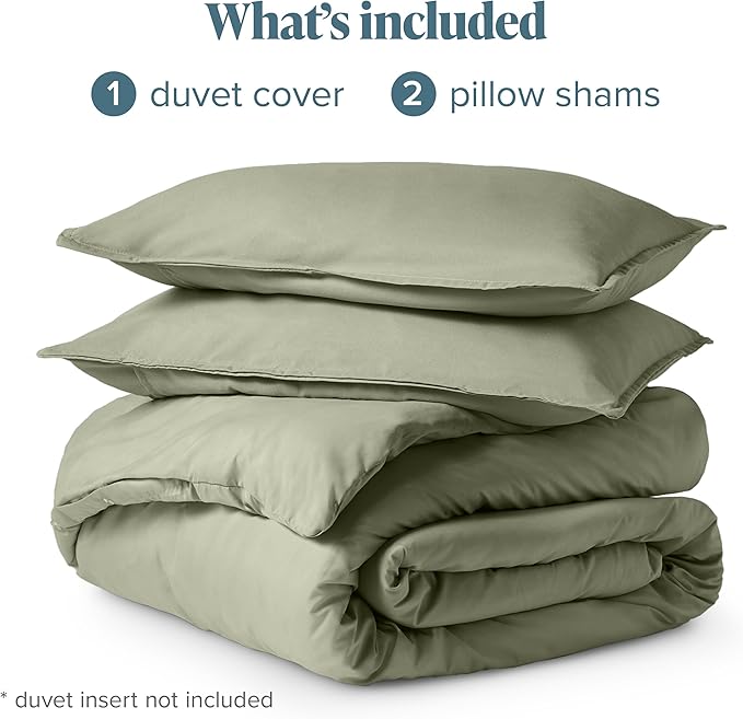 Bare Home Bedding Duvet Cover Queen Size - Premium 1800 Super Soft Collection - Lightweight, Cooling - Soft Breathable Bedding Duvet Cover (Queen, Sage)
