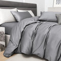 PURE ERA Duvet Cover Set 800 Thread Count Long Staple Cotton Sateen Silky Soft Luxurious Smooth 3 Piece Set Solid Deep Grey King