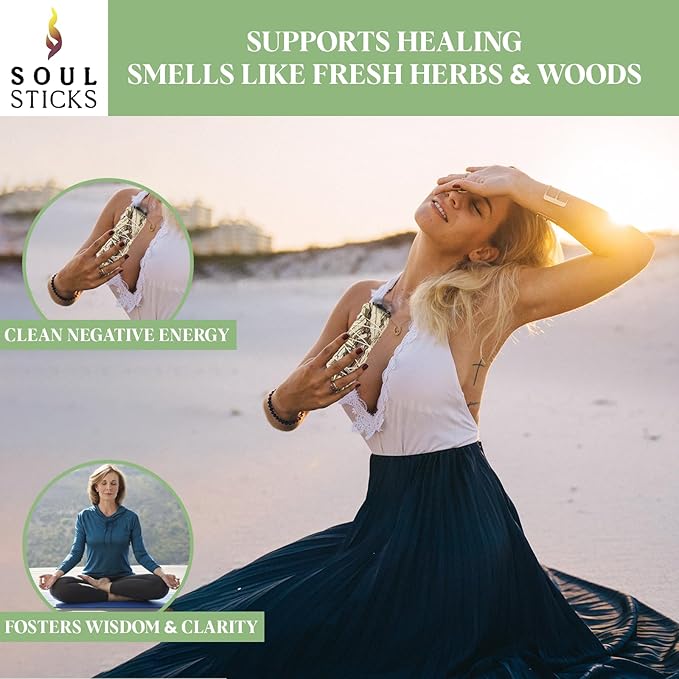 Soul Sticks 1 Pack 9 Inch Yerba Santa Smudge Stick with Starter Guide | Floral Home Sage | Cleansing House | Smudging and Negative Energy | Big Smudge Stick | House Blessing