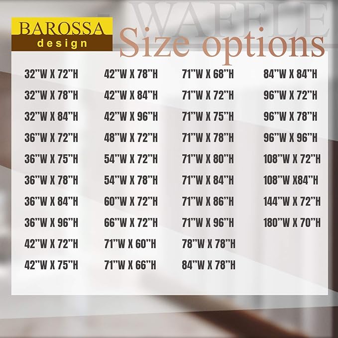 BAROSSA design XLong Fabric Shower Curtain with 96 inch Height, Waffle Weave, Hotel Luxury Spa, 230 GSM Heavyweight, Water Repellent, Machine Washable, White Pique Pattern Decorative Bathroom Curtain