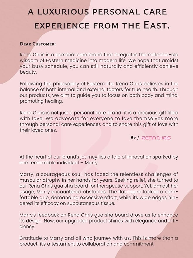 Rena Chris Gua Sha Facial Tools, Ergonomic Rose Quartz Guasha Tool for Face Massage, Manual Facial Massager Tool for Jawline Sculpting and Puffiness Reduction with Silicone Case (Pink)