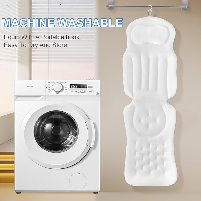 Full Body Bath Pillow 51" X 16" Bath Pillows for Tub Soft 5d Mesh Spa Cushion for Full Body Bath Pillow, Thick Bath Cushion Luxury Pressure Relief for Neck, Waist, Hip Support, Spa Accessories