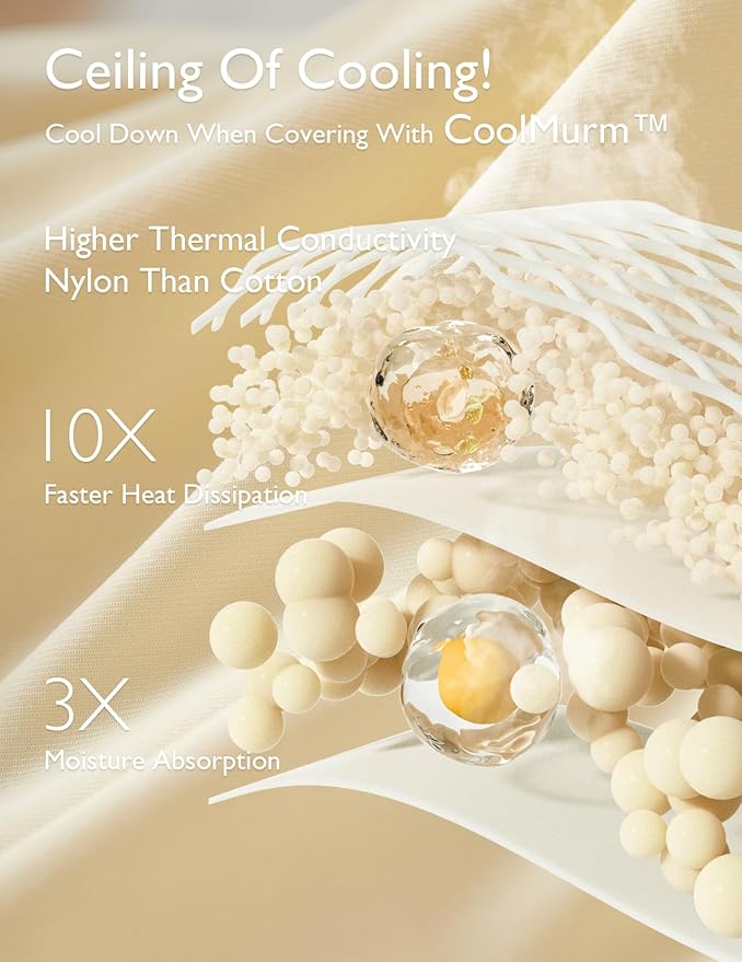Momcozy Life CoolMurm Cooling Comforter for Hot Sleepers, King/Cali King 106"x90" Soft Breathable Pregnancy Cooling Blanket, 3-Second Cooling, 8 Hours+ Stay Cool All Night, Beige Yellow