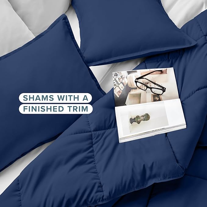 Bare Home Comforter Set - King/California King Size - Ultra-Soft - Goose Down Alternative - Premium 1800 Series - All Season Warmth (King/Cal King, Dark Blue)