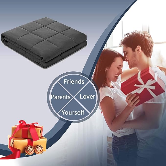 Smart Queen Weighted Blanket for Adults,(48"x72",10lbs Grey) Full Size Soft Cooling Heavy Blanket for Sleeping, Breathable Blanket with Glass Beads Perfect for 80-120 lbs,All Season,Machine Washable