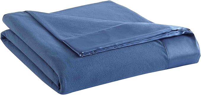 Thermee Micro Flannel King-Size All Seasons Lightweight Sheet Blanket, Machine Wash & Dry, No Pilling, 108Lx90W, Country Blue
