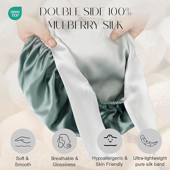 ZIMASILK 100% Mulberry Silk Bonnet for Sleeping Women Double Layer Hair Wrap with Silk Tie Band,1 Pack