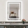 WTTY LED Bathroom Mirror with Backlit and Front Light, 23.6" X 31.5" Stepless Dimmable LED Mirror for Bathroom,Anti-Fog Lighted Bathroom Vanity Mirror Modern for Wall,Memory Function,Shatter-Proof