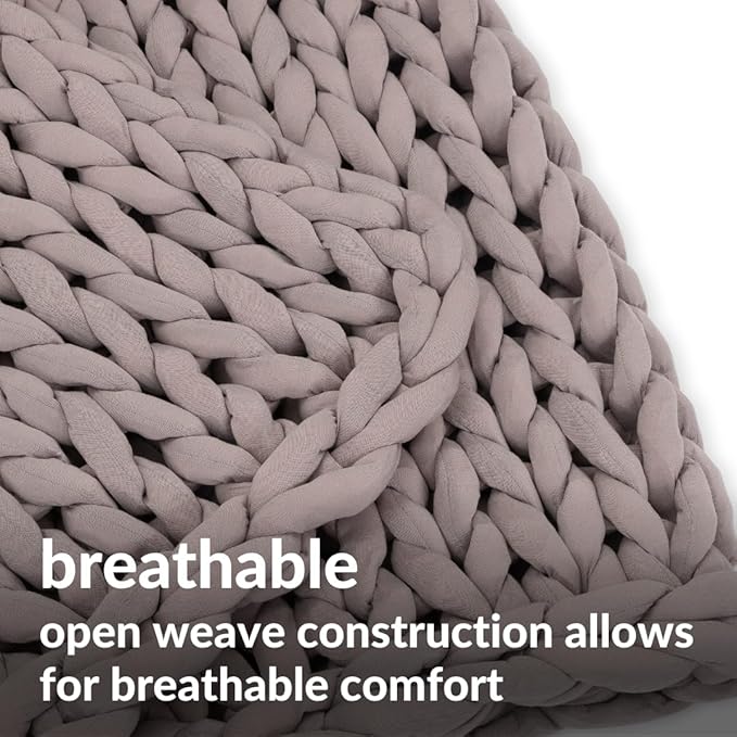 Nuzzie Chunky Knit Blanket - Breathable, Cooling, Hand Made Knit Throw Blanket for Sleep - Machine Washable, Stylish Decor Design (Dusty Rose, Full |16lbs | 48" x72)