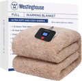 Westinghouse Electric Blanket Full Size, Soft Plush Sherpa Heated Blanket with 10 Heating Levels & 1-12 Hours Auto-Off, Machine Washable, 80x84 inches, Camel