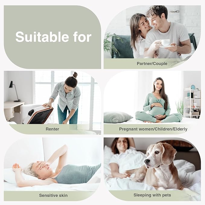Novilla Twin XL Mattress Topper, Extra Thick Pillow Top Mattress Pad with Down Alternative, Breathable Mattress Cover with for 8-21", Machine Washable Fitted Mattress Protector – Green-White