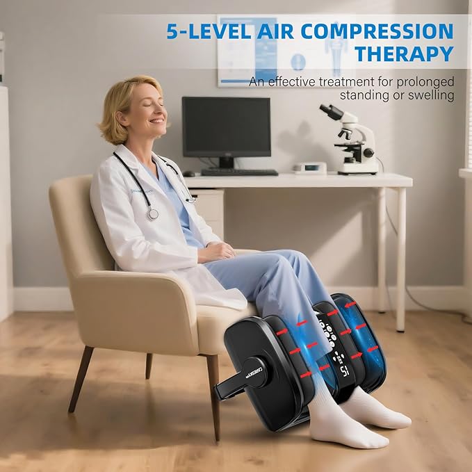 Foot Massager with Heat, 3 Heating Therapy 5 Intensity, Deep Kneading Rolling for Calf-Feet-Arm Circulation, Plantar Fasciitis and Pain Relief