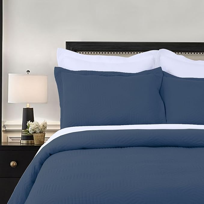 Threadmill Luxury Cotton Blankets for Queen Size Bed | All-Season 100% Cotton Queen Size Blanket | Aster Cozy Lightweight, Soft Breathable Coverlet fits Full Size Bed, 90x92 | Folkstone Blue
