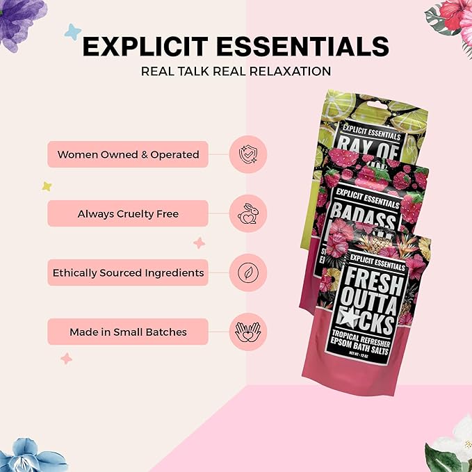 Bath Salt Gift Set for Women – 3-Pack of 12oz Aromatherapy Soaks – Relaxation Spa Gift – Sweet Raspberry, Lemon Verbena, Tropical Scented