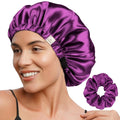 YANIBEST Adjustable Silk Bonnet Double Layer Satin Bonnet Hair Bonnet for Sleeping Bonnets for Women Hats Curly Natural Hair, Purple