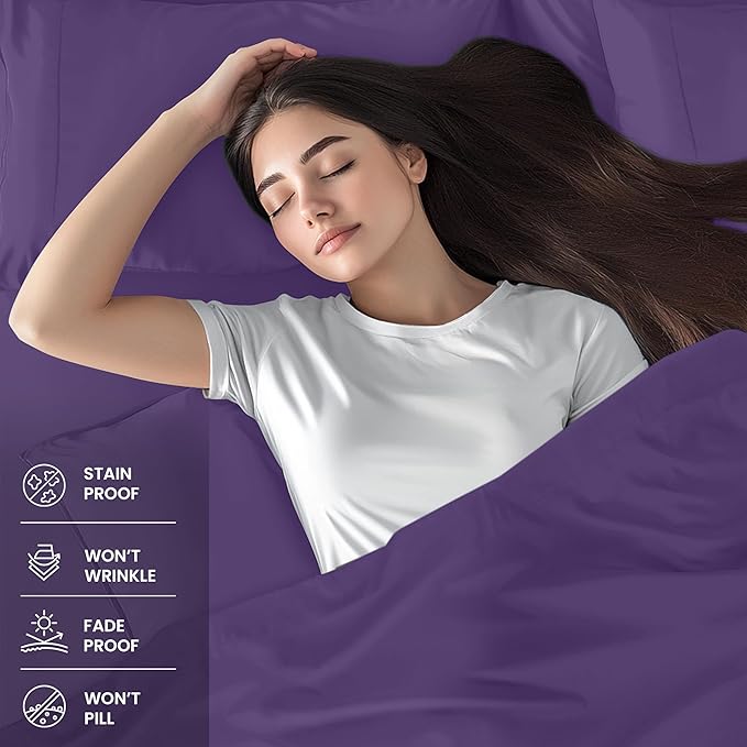 Utopia Bedding Full Sheet Set – 4 Piece Bed Sheets for Full Size Bed, Soft and Breathable Microfiber, Includes 1 Fitted Sheet, 1 Flat Sheet and 2 Pillowcases (Egg Plant)