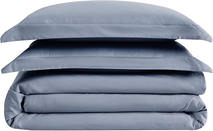 London Fog Garment Washed Solid Duvet Set Blue Microfiber 3-Piece Full/Queen Duvet Set, Solid Themed, Adult and Teen, Oeko-TEX Certified