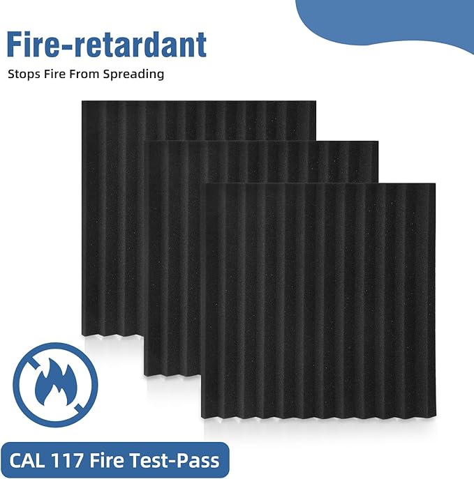 100 Pack Acoustic Panels 1 X 12 X 12 Inches - Acoustic Foam Studio Foam Wedges High Density Panels Soundproof Wedges Charcoal …