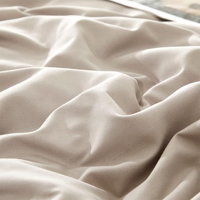 Cottonight Beige Coffee Comforter Set Full Khaki Bedding Comforter Set Solid Blanket Quilts Beige Modern Soft Breathable Taupe 3 Piece Classic Stylish Bedding Set for Full Bed