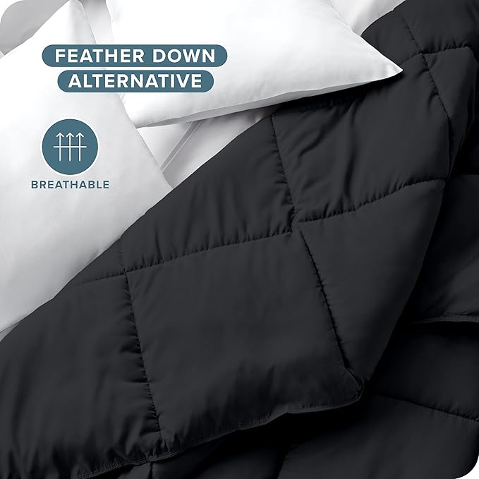 Bare Home Duvet Insert Comforter - Full Size - Goose Down Alternative - Ultra-Soft - Premium 1800 Series - All Season Warmth - Bedding Comforter (Full, Black)